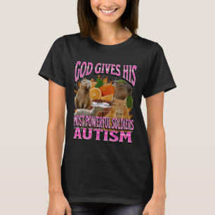 God Gives Autism Funny Capybara Meme Bootleg Y2K G T-Shirt