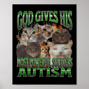 God Gives His Most Powerful Autism Funny Cat Meme Poster