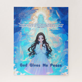 God Gives Me Peace - Christian Vintage Retro Anime Jigsaw Puzzle