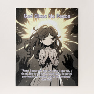God Gives Me Peace - Christian Vintage Retro Anime Jigsaw Puzzle
