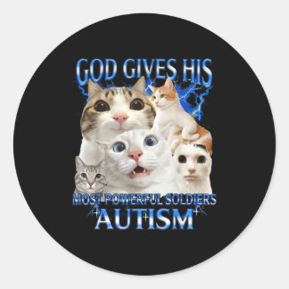 God gives most powerful soldiers autism awareness classic round sticker