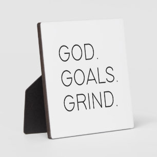 God Goals Grind Motivational Office Desk Sign Plaque
