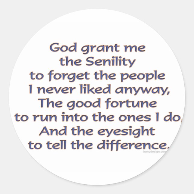 God Grant Me Humor Classic Round Sticker (Front)