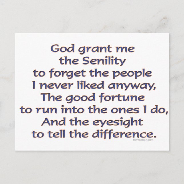 God Grant Me Humor Postcard (Front)