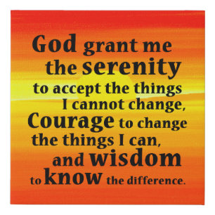 God Grant Me Serenity Prayer Painted Sunset Text Faux Canvas Print