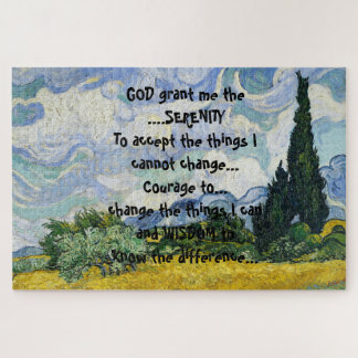 GOD grant me the SERENITY on a colorful landscape Jigsaw Puzzle
