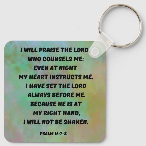 God Guides And Protects Me Psalm167_8 Bible Verse Keychain