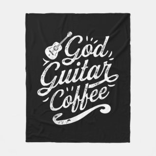 God Guitar Coffee Music Lover Funny Christian Fleece Blanket
