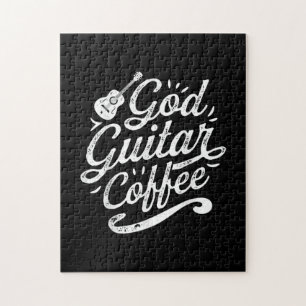God Guitar Coffee Music Lover Funny Christian Jigsaw Puzzle