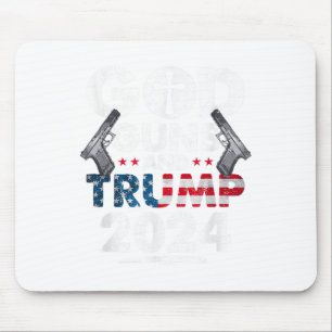 God Guns And Trump 2024 Usa American Flag _1 Mouse Pad