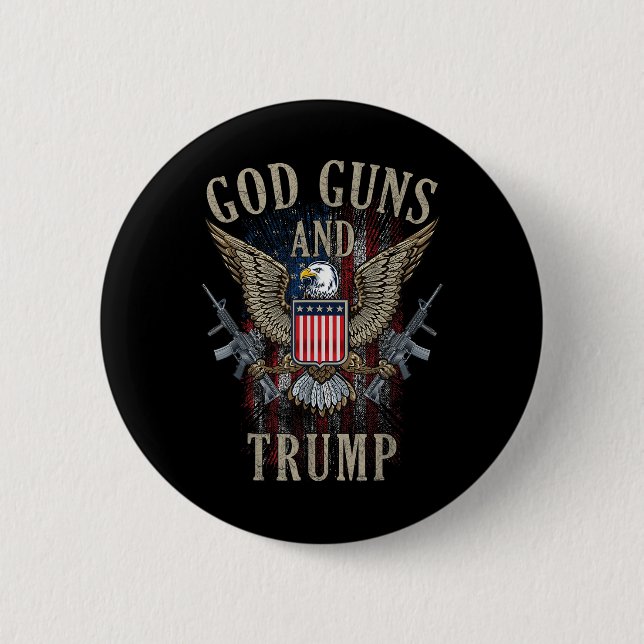 God Guns And Trump 2nd Amendment Flag Ar15 Button (Front)