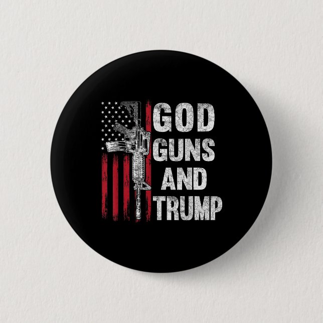God Guns And Trump 2nd Amendment Flag Ar15 Button (Front)