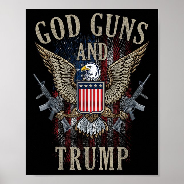 God Guns And Trump 2nd Amendment Flag Ar15 Poster (Front)
