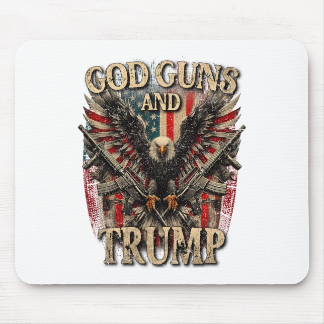 God Guns And Trump 2nd Amendment Flag Eagle Americ Mouse Pad (Front)