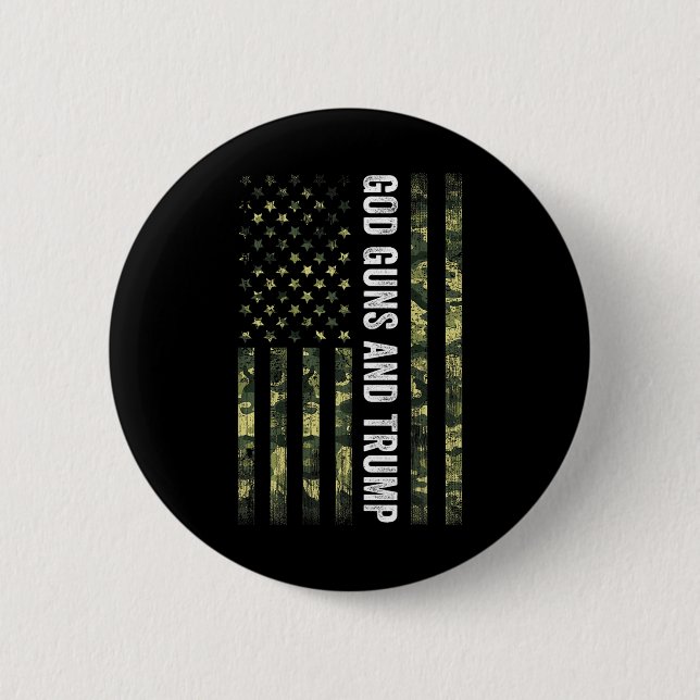 God Guns And Trump 2nd Amendment Usa Flag American Button (Front)