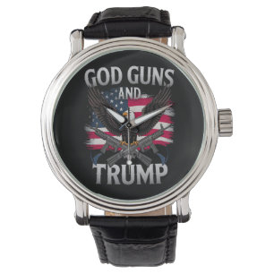 God Guns And Trump Eagle American Flag Vintage Watch