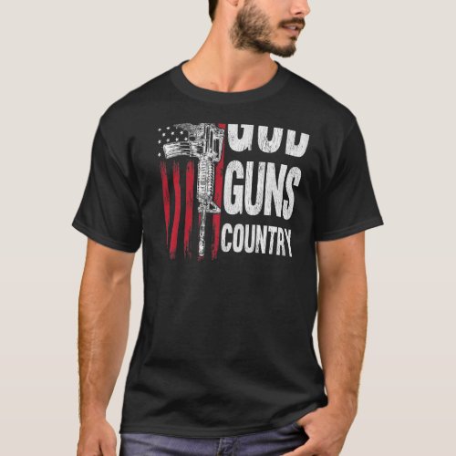 God Guns Country AR 15 Gun Rights American Flag Pa T_Shirt