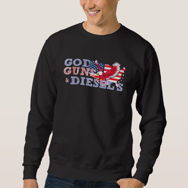 God Guns Diesels - American Flag Country Silhouett Sweatshirt (Front)