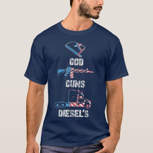 God Guns  Diesels US Flag American Patriotic T_Shirt