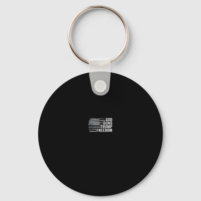 God Guns Trump Freedom - Funny Christian Pro Gun U Keychain (Front)