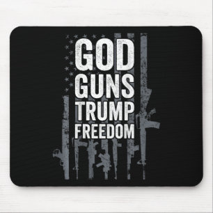God Guns Trump Freedom - Funny Pro Gun Usa Flag (o Mouse Pad
