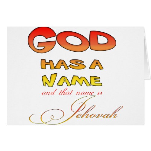 God has a Name Jehovah