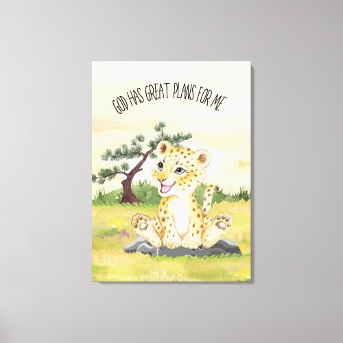 God Has Great Plans for Me Baby CheetahSafari  Canvas Print