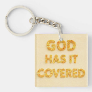 God has it covered yellow flowers Christian faith Keychain