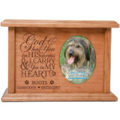 God Has You In His Arms Cherry Wood Pet Urn (Front)