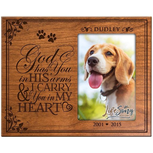God Has You In His Arms Pets Cherry Picture Frame (Front)