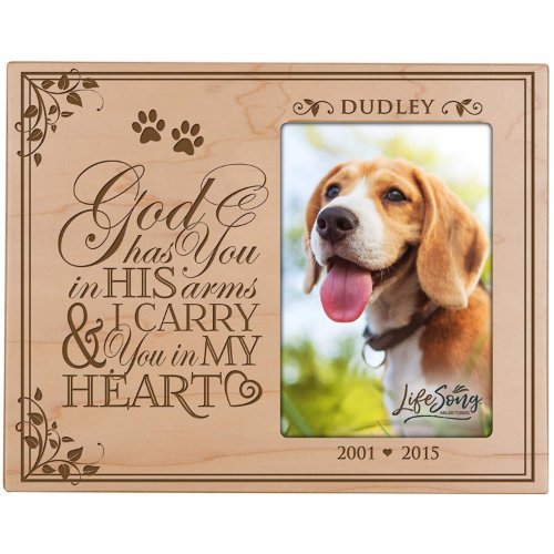 God Has You In His Arms Pets Maple Picture Frame