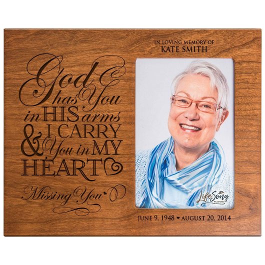 God Has You Memorial Cherry Picture Frame (Front)