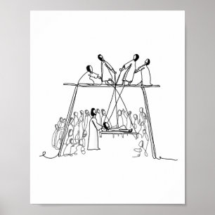 God Heals Man Of Palsy Let Down Through The Roof R Poster