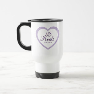 God Heals the Brokenhearted Light Purple and White Travel Mug