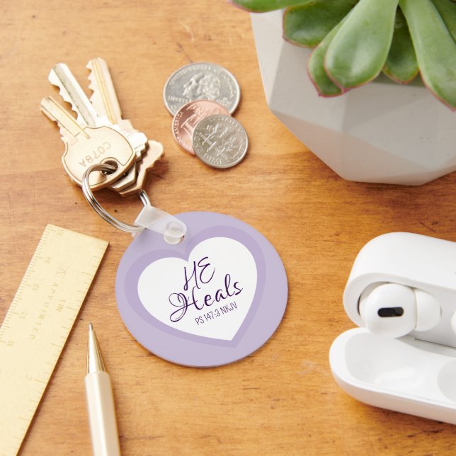 God Heals the Brokenhearted Light Purple Comfort Keychain (Desk)