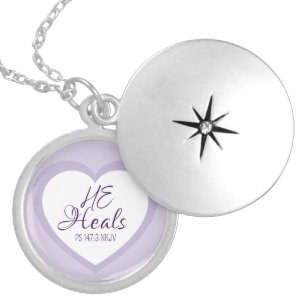 God Heals the Brokenhearted Light Purple Comfort Locket Necklace