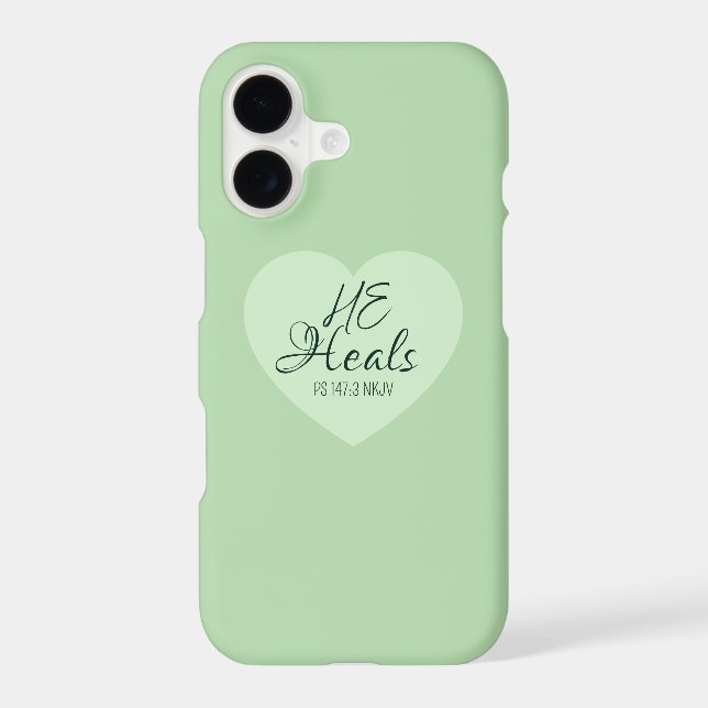 God Heals the Brokenhearted Soft Green Encouraging iPhone Case (Back)