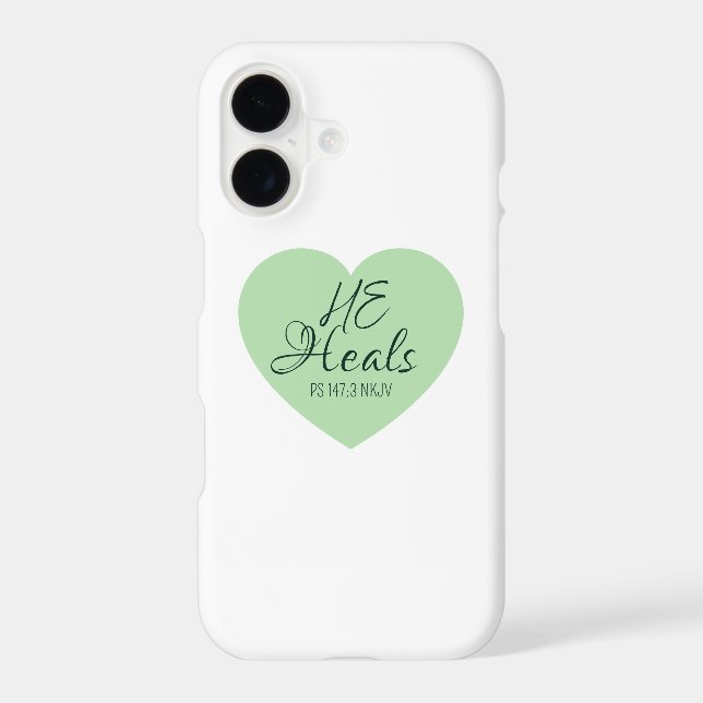 God Heals the Brokenhearted Soft Green Encouraging iPhone Case (Back)