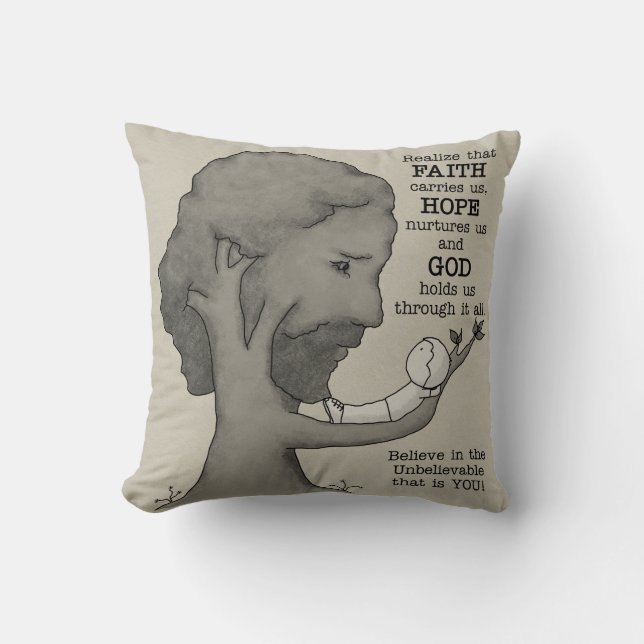 God Holds Us Throw Pillow (Front)