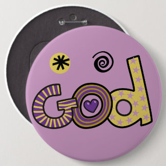 God I Doodles I Purple I 6x6 Button