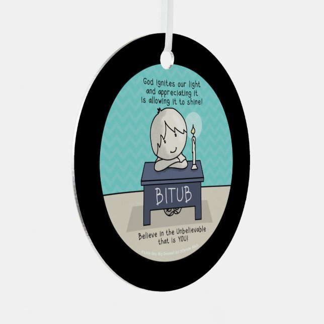 God Ignites Our Light Metal Ornament (Front Right)