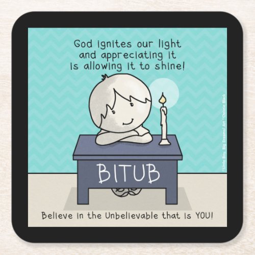 God Ignites Our Light Square Paper Coaster
