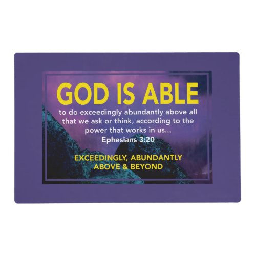 GOD IS ABLE  Ephesians 320 Add Name  Christian Placemat