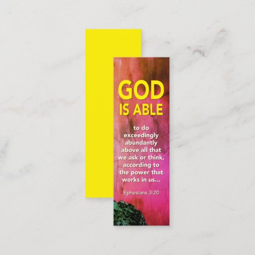 GOD IS ABLE Ephesians 320 Christian Mini Bookmark Calling Card
