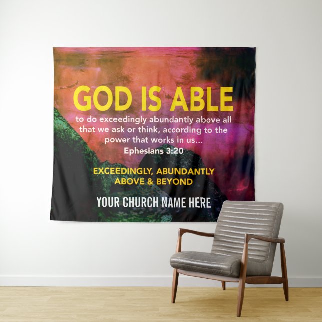GOD IS ABLE Ephesians 3:20 Church Tapestry (In Situ (Horizontal))