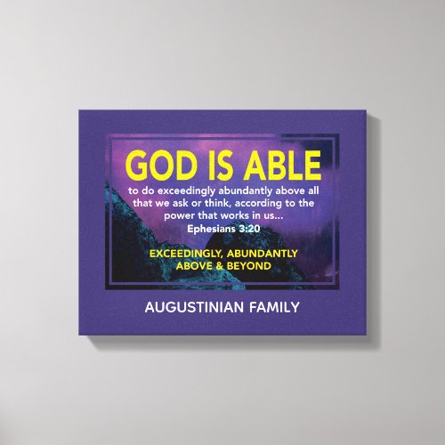 GOD IS ABLE  Ephesians 320 Name  Christian Canvas Print