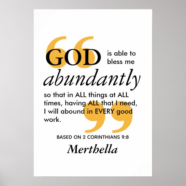 GOD IS ABLE Personalized Christian Affirmation Poster (Front)