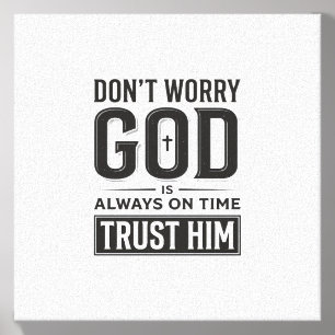 God Is Always on Time Christian Typography Design_ Canvas Photo Tile