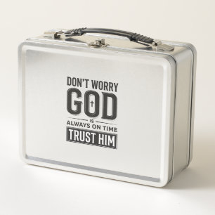 God Is Always on Time Christian Typography Design_ Metal Lunch Box