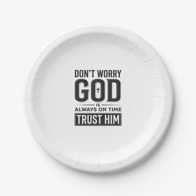 God Is Always on Time Christian Typography Design_ Paper Plates (Front)